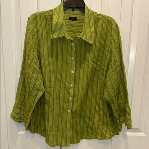 Talbots Green Striped Top